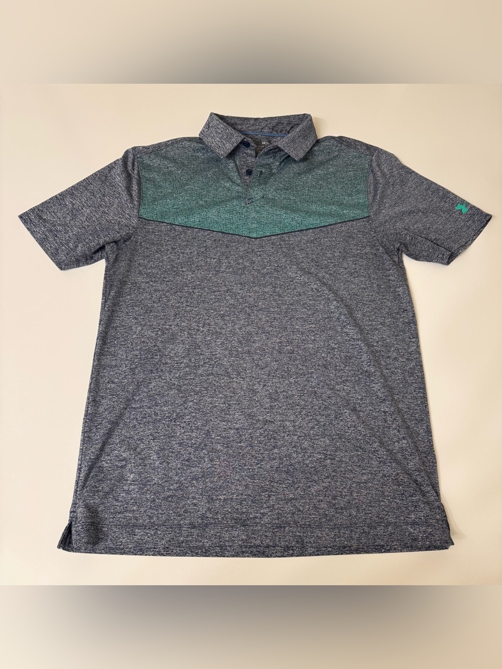 Under Armour Men's Playoff 2.0 Heathered Teal and Pitch Gray Golf Polo Shirt SM